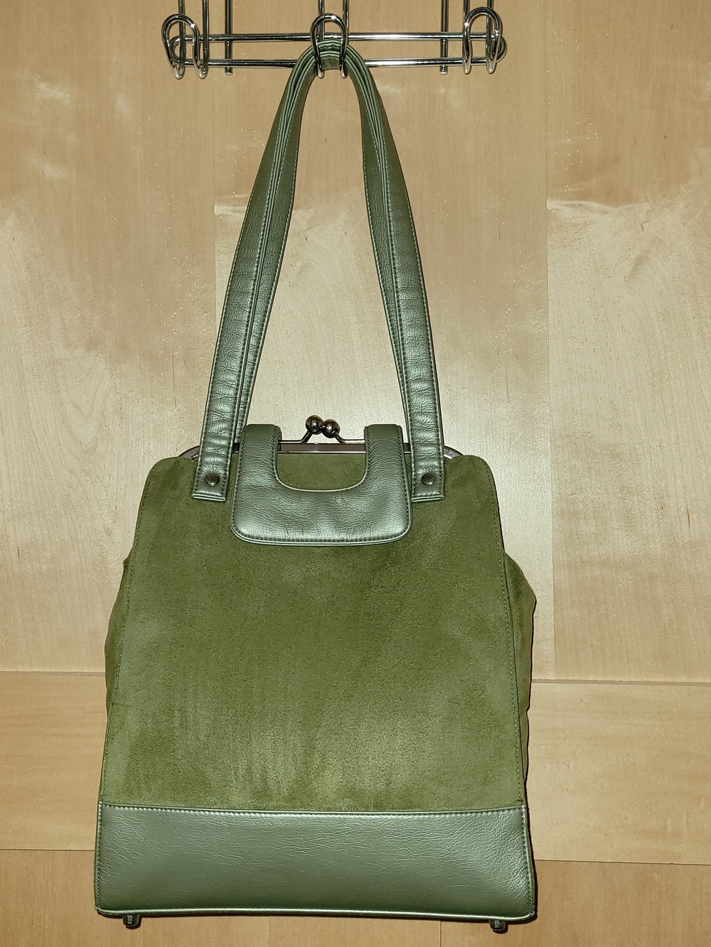 Handmade Olive Green Women's Tote Bag - Classic Shoulder Handbag HELEN MARIEN